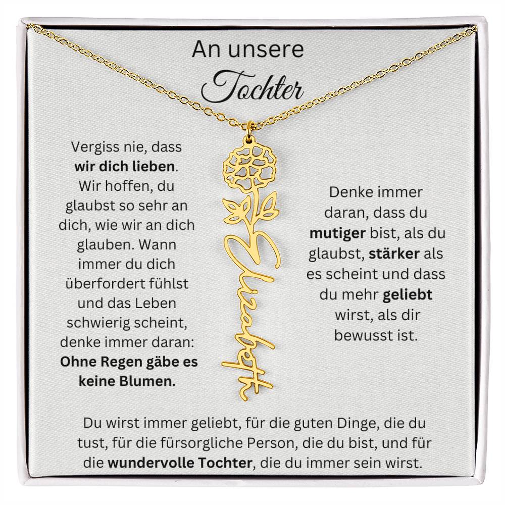 An Unsere Tochter - Vergiss Nie Geburtsblumen Kette Personalisierbar Mit Namen