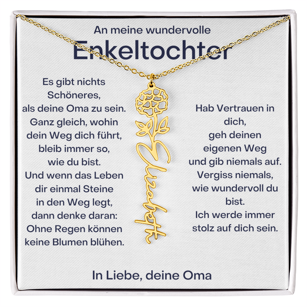 Personalisierte Geburtsblumenkette für Enkeltochter Von Oma