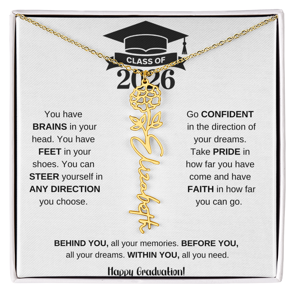 Personalized 2026 Graduation Gift Birth Month Flower Necklace