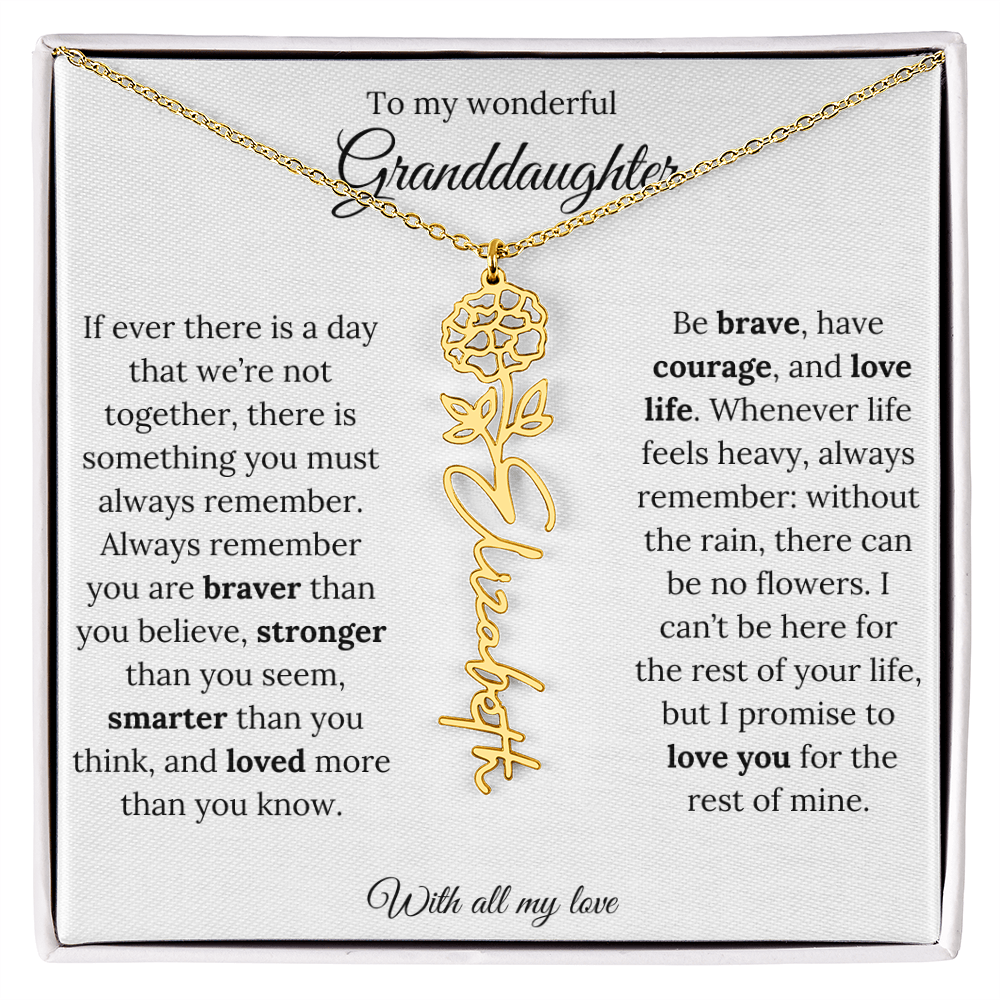 Personalized Birth Flower Name Necklace for Granddaughter