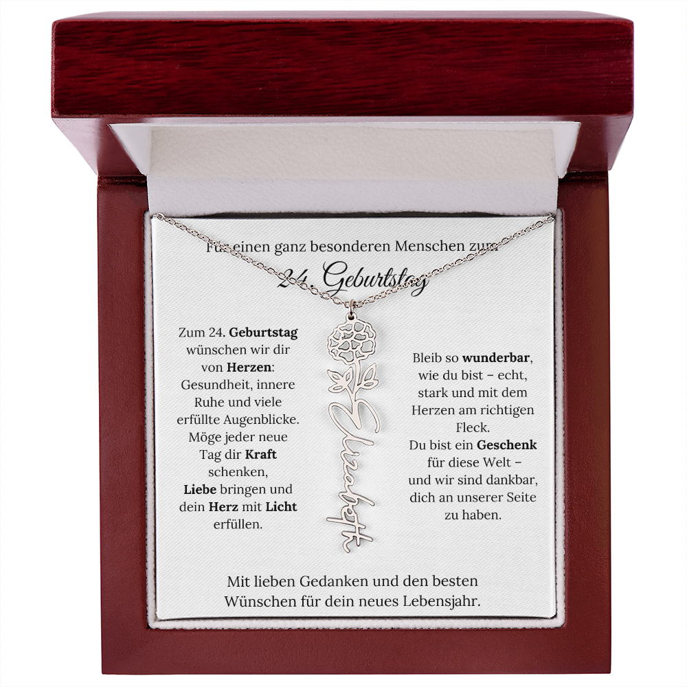 Personalisiertes 24. Geburtstagsgeschenk mit Geburtsblume