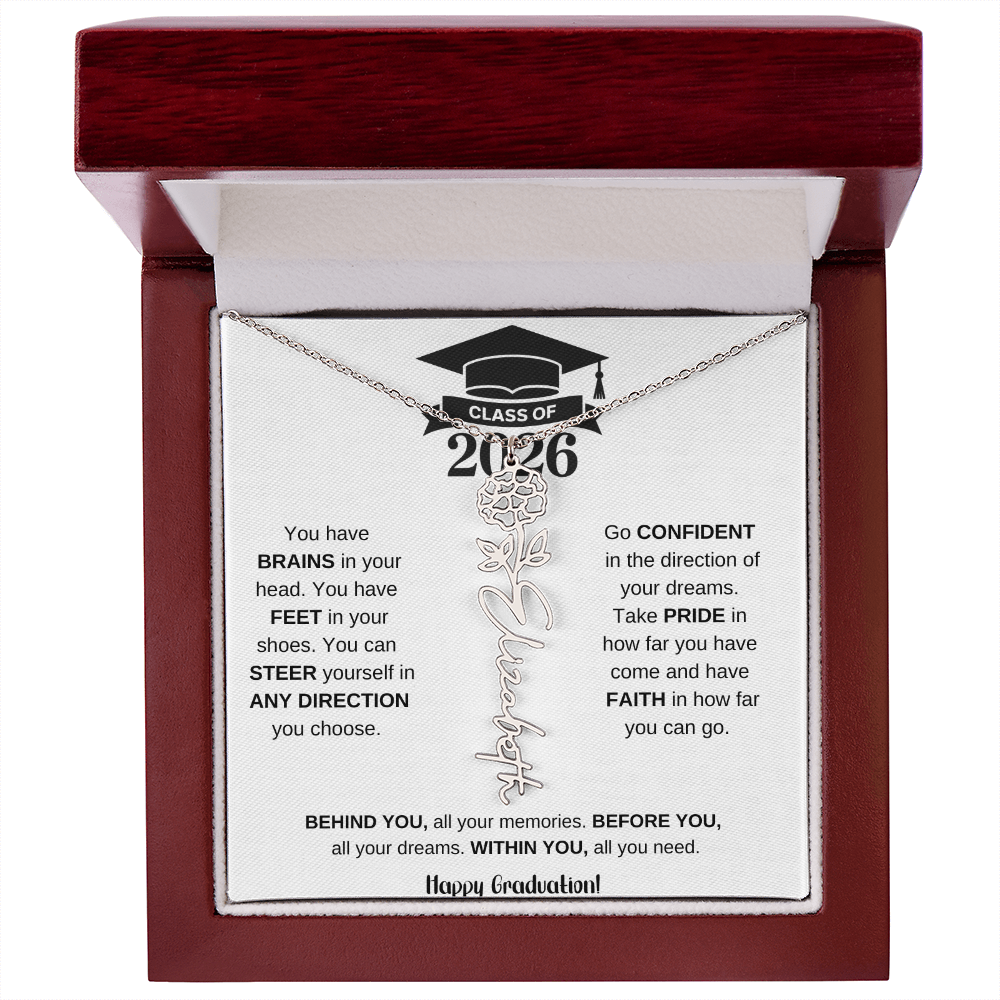 Personalized 2026 Graduation Gift Birth Month Flower Necklace