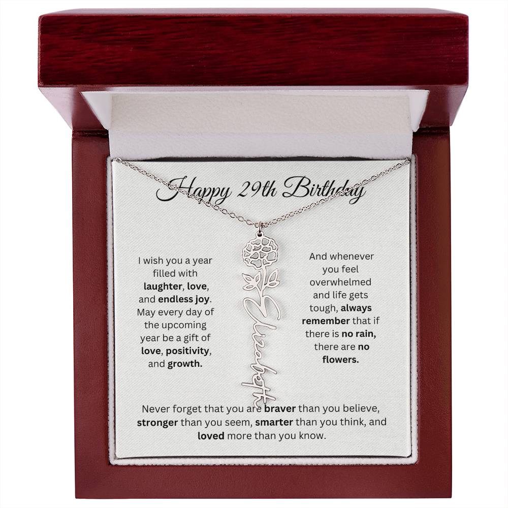 Happy 29th Birthday - Flower Name Necklace