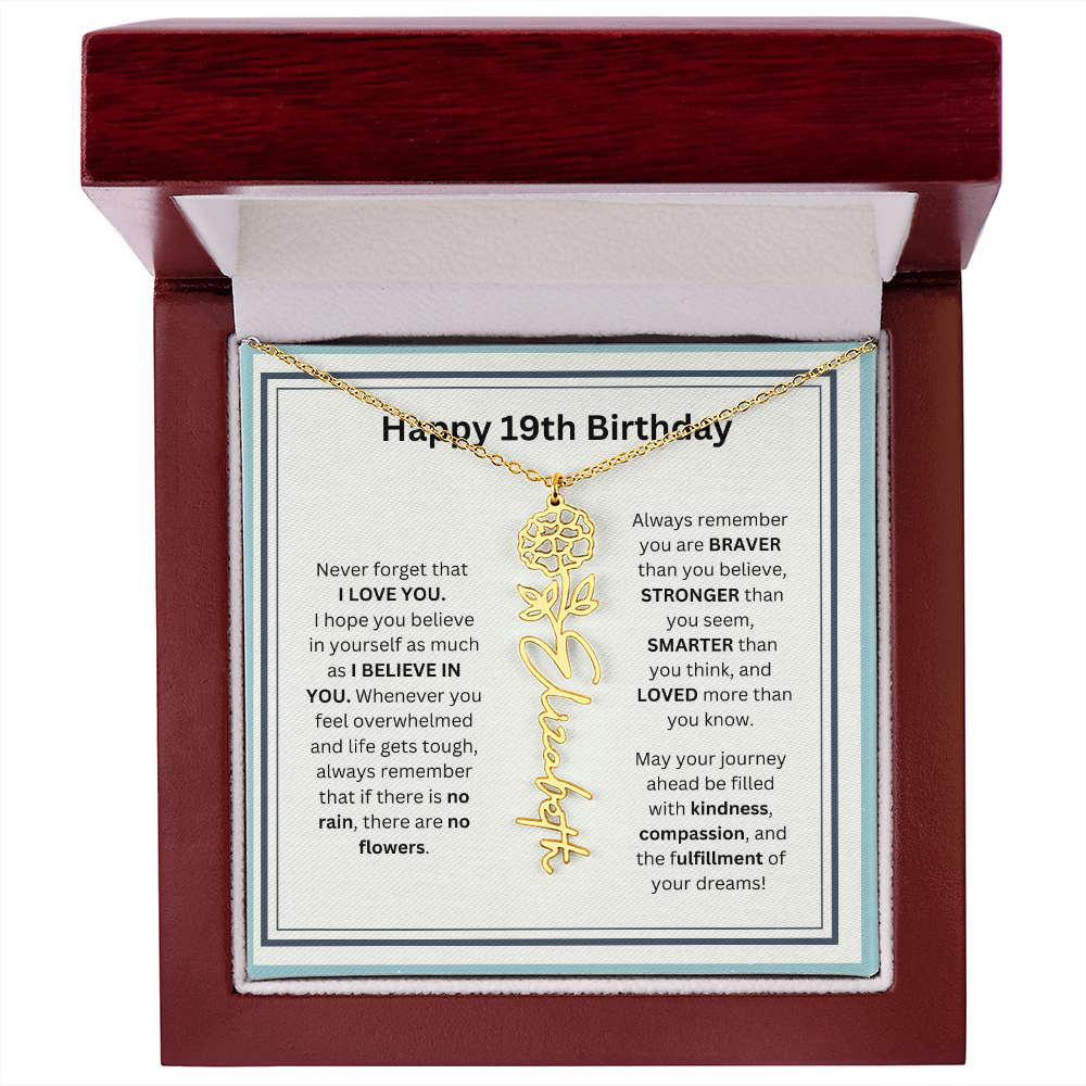 19th Personalized Birthday Gift - Flower Name Necklace