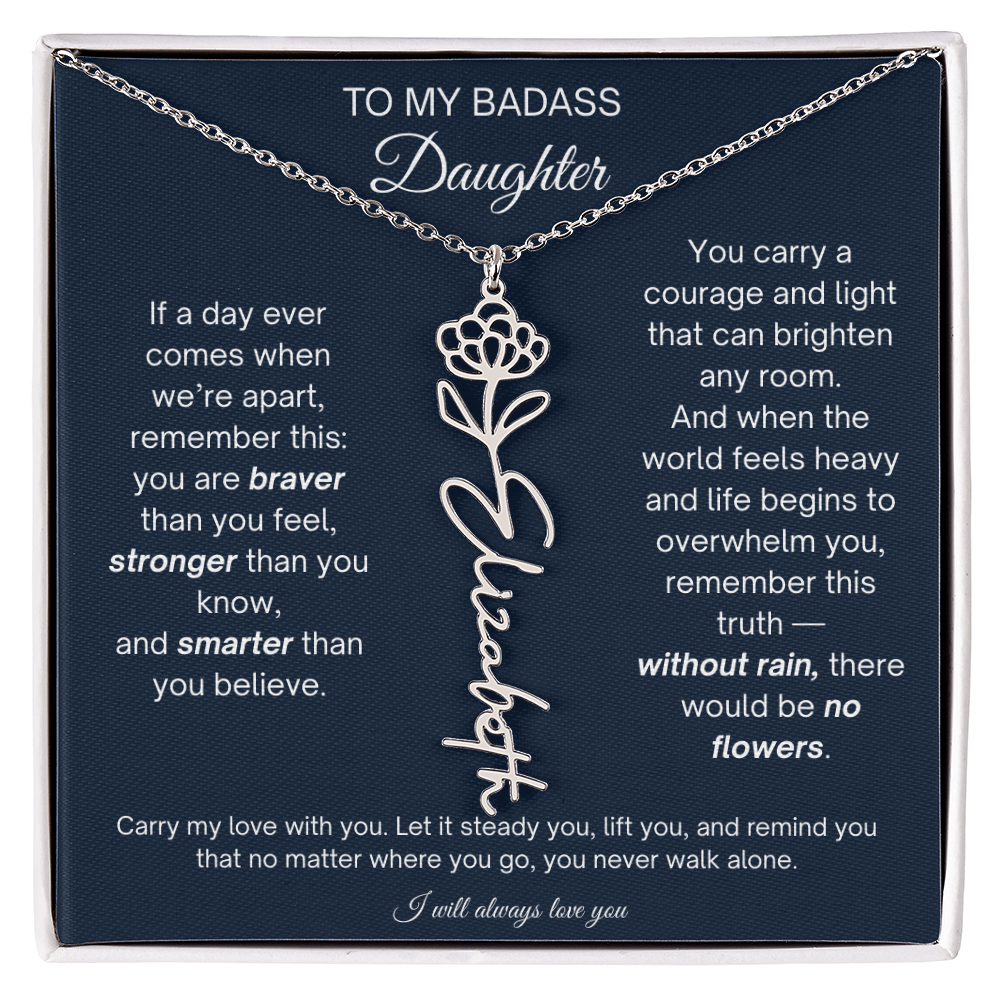 Daughter Encouragement Gift - Personalized Flower Name Necklace