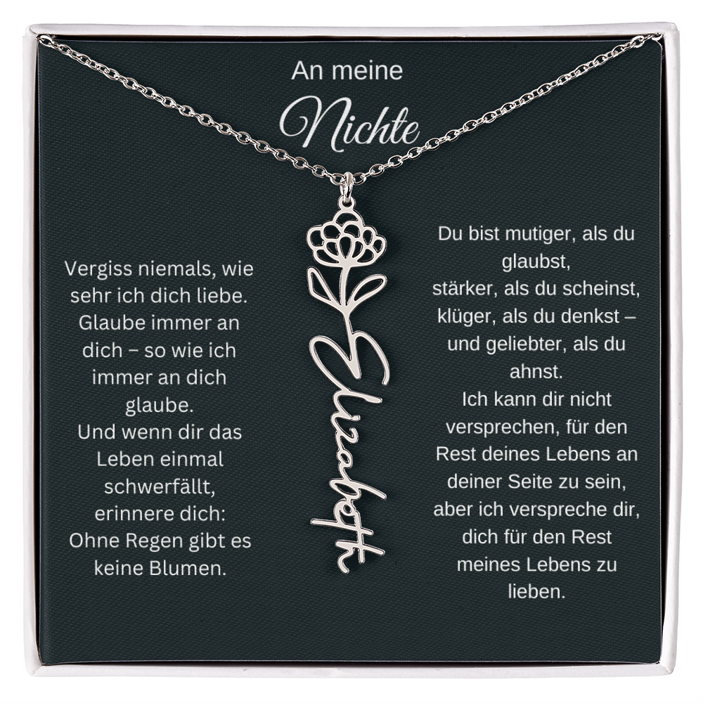 An meine Nichte Geburtsblume Namenskette mit Gravur Geschenk Geburtstag Weihnachten
