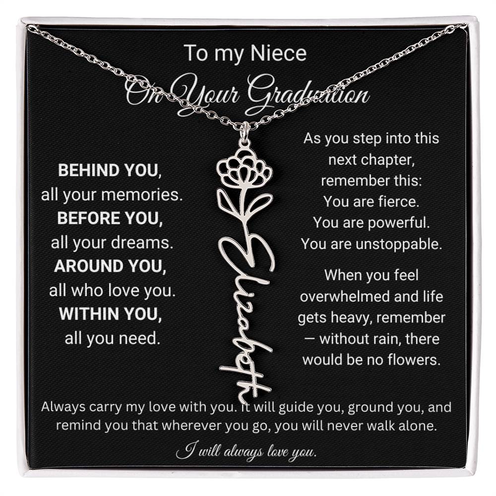 To My Niece On Your Graduation | Flower Name Necklace