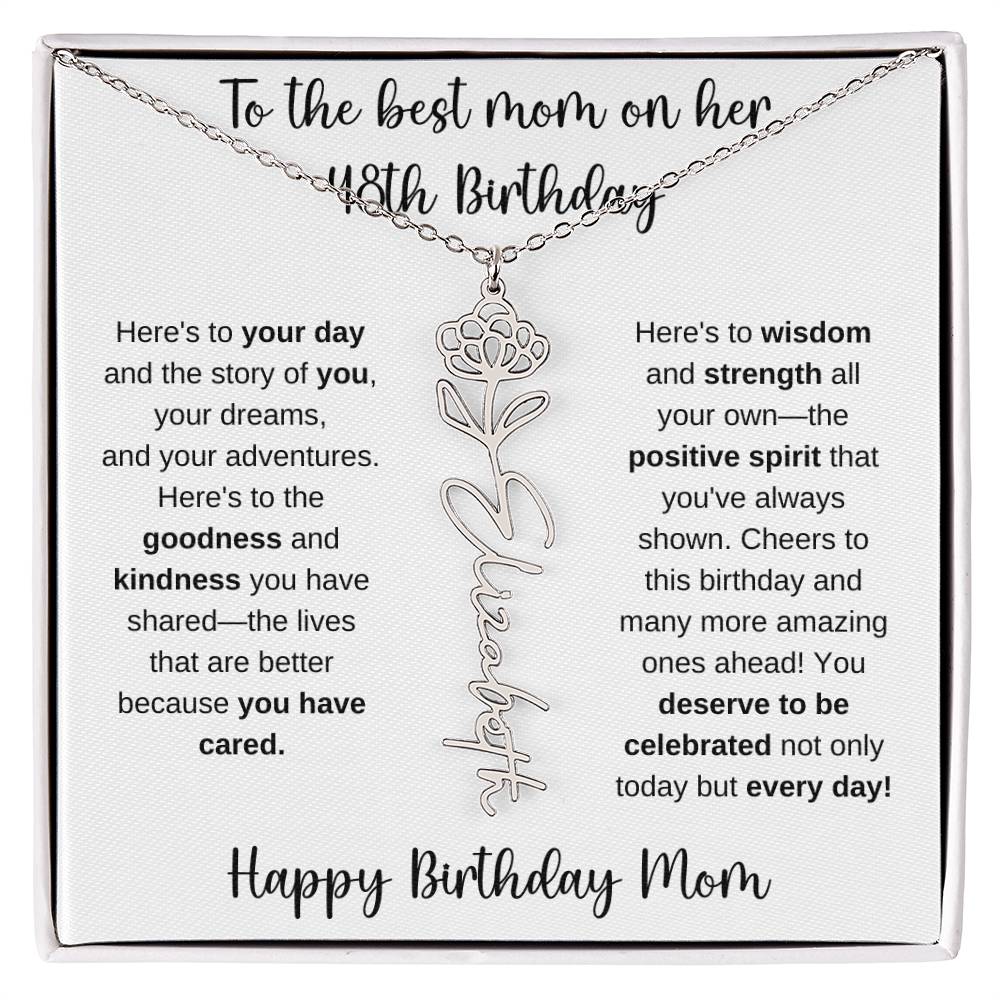 To The Best Mom - Happy 48th Birthday | Flower Name Necklace
