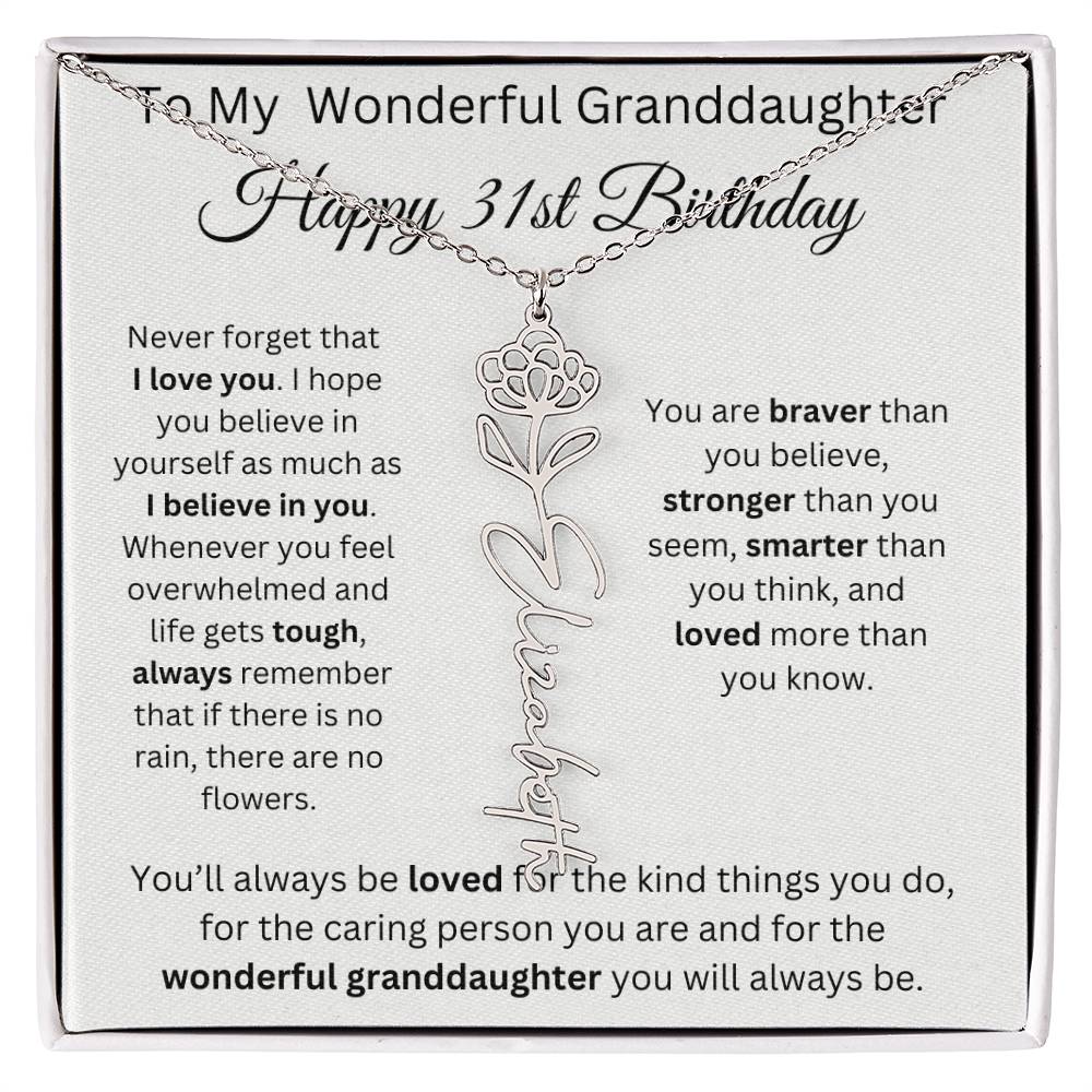 To My Wonderful Granddaughter - Happy 31st Birthday - Flower Name Necklace