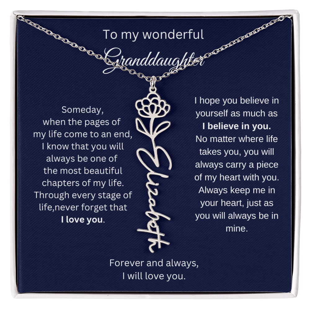 Meaningful Jewelry for Granddaughter - Birth Flower Name Necklace
