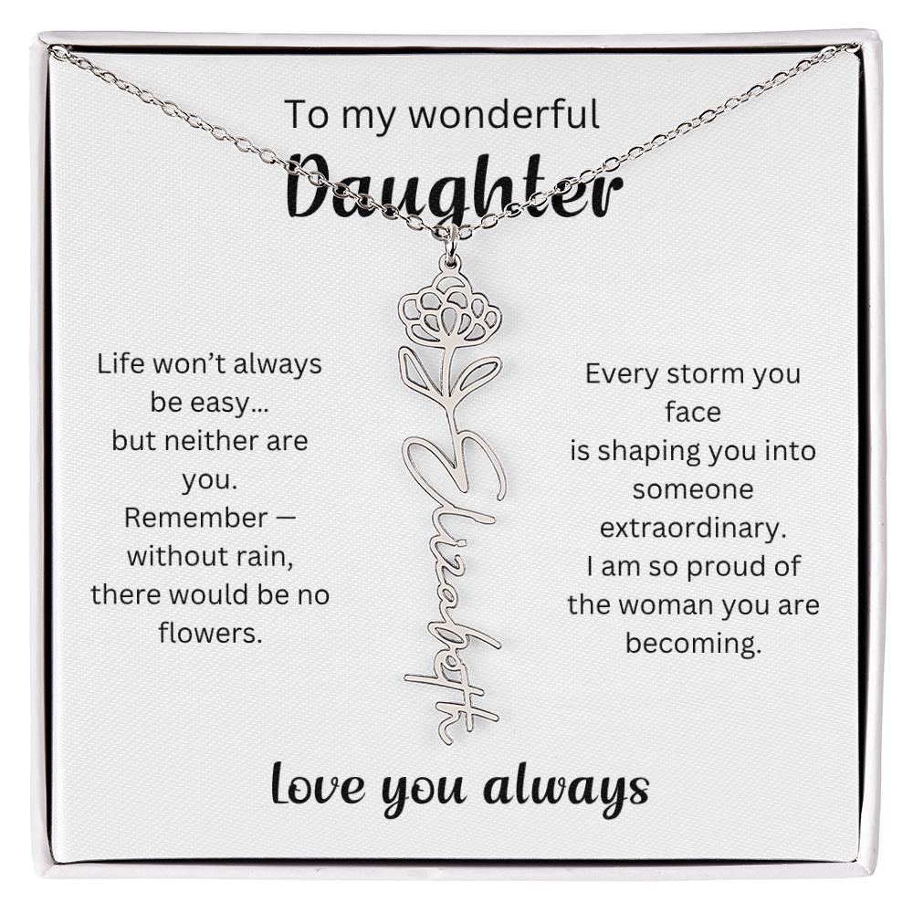 Emotional Gift for Daughter - Birth Flower Name Necklace 2