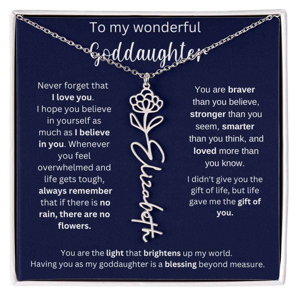 To My Wonderful Goddaughter | I Believe In You | Flower Name Necklace