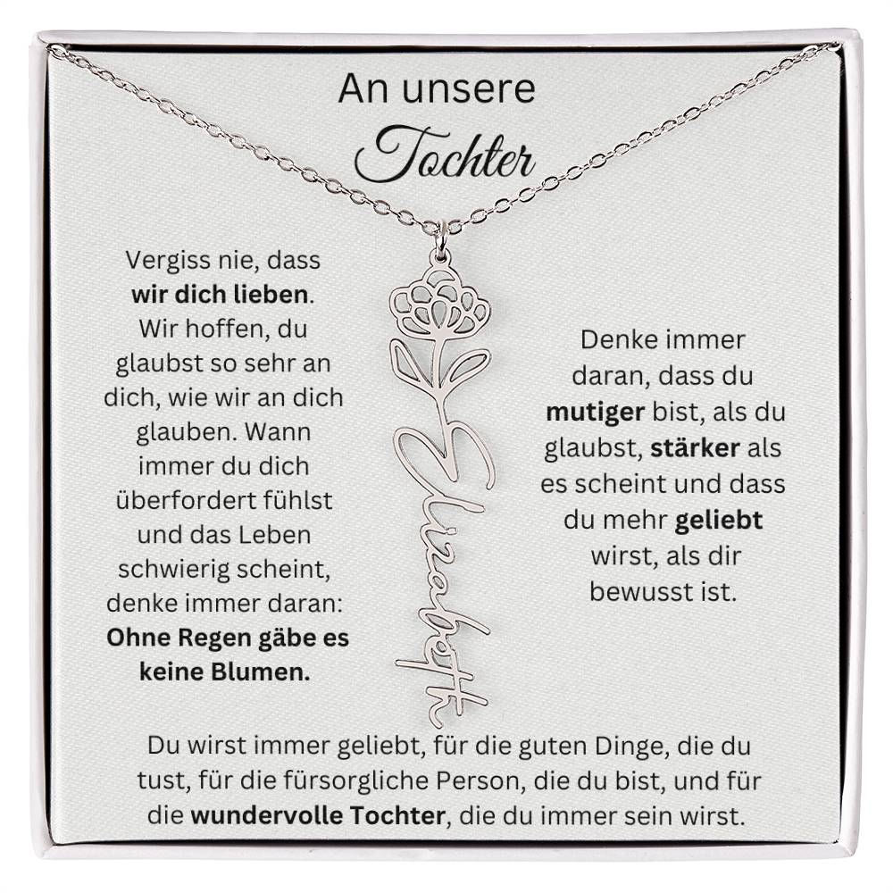 An Unsere Tochter - Vergiss Nie Geburtsblumen Kette Personalisierbar Mit Namen