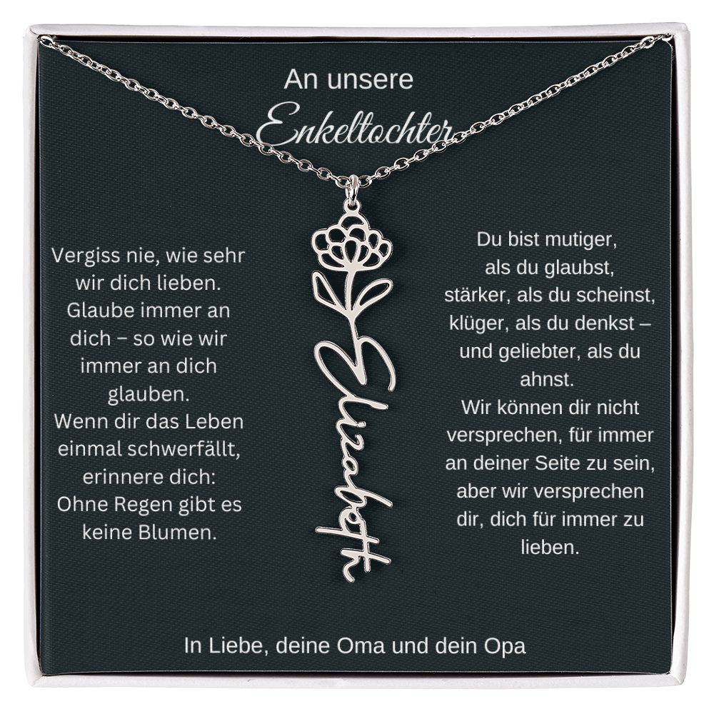 Geburtsblumen Namenskette Enkeltochter