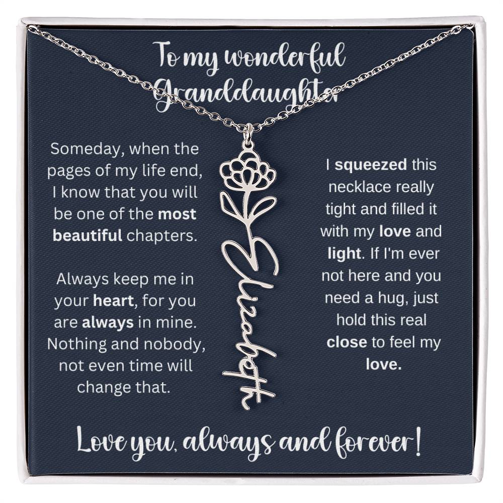 To My Wonderful Daughter Always Keep Me In Your Heart | Flower Name Necklace