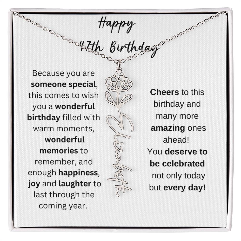Happy 47th Birthday - Flower Name Necklace