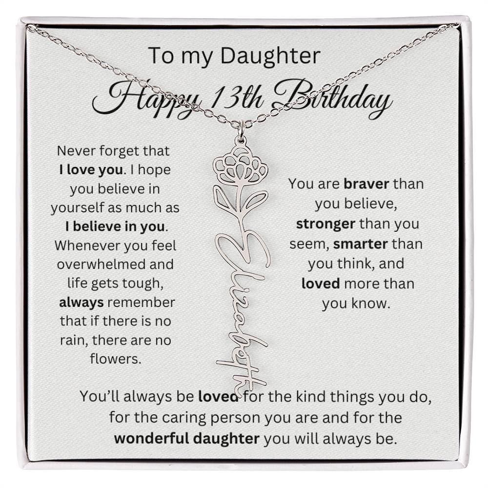 Happy 13th Birthday - Flower Name Necklace