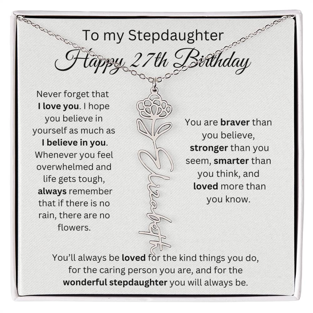 To My Stepdaughter Happy 27th Birthday - Flower Name Necklace