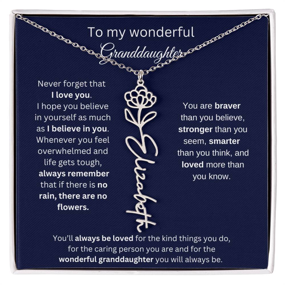 To My Wonderful Granddaughter  Personalized Birth Month Flower Necklace 1