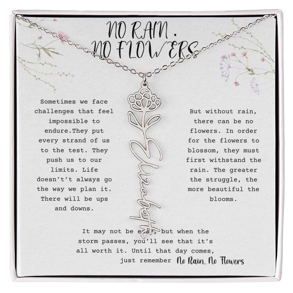No Rain, No Flowers - Flower Name Necklace 1