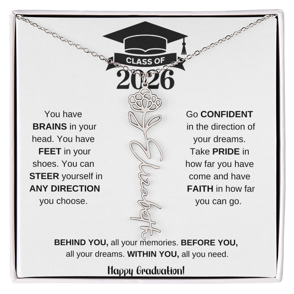 Personalized 2026 Graduation Gift Birth Month Flower Necklace