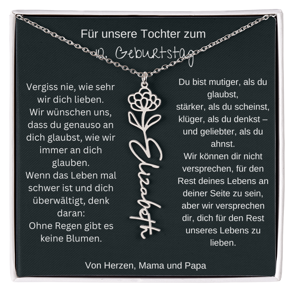 Geschenk zum 10. Geburtstag Tochter Geburtsblumen Namenskette