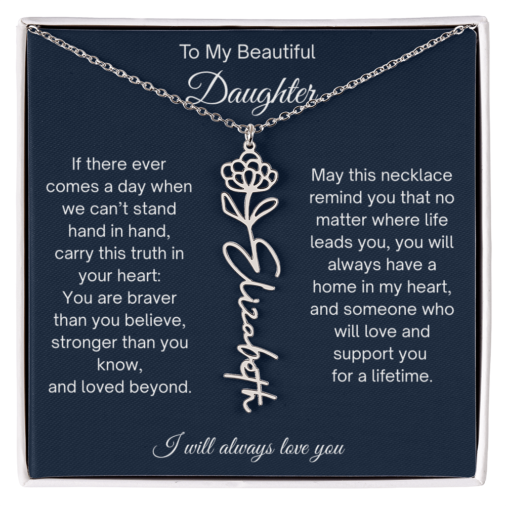 Daughter Gift Personalized Birth Flower Name Necklace