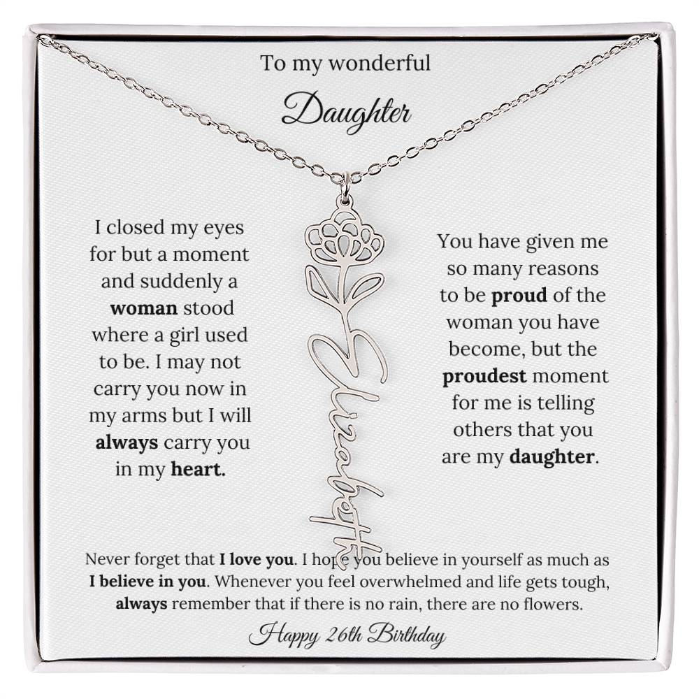 Happy 26th Birthday | Never Forget That I Love You | Flower Name Necklace