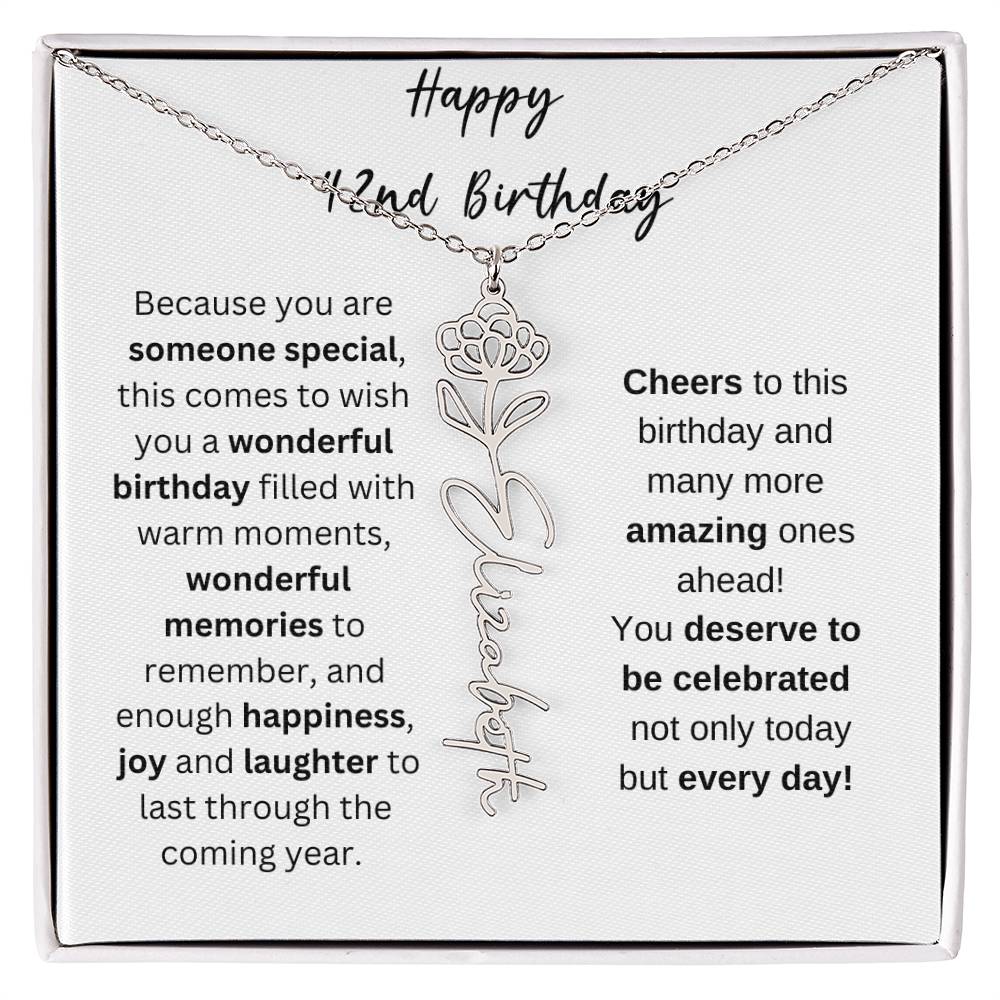 Happy 42nd Birthday - Flower Name Necklace