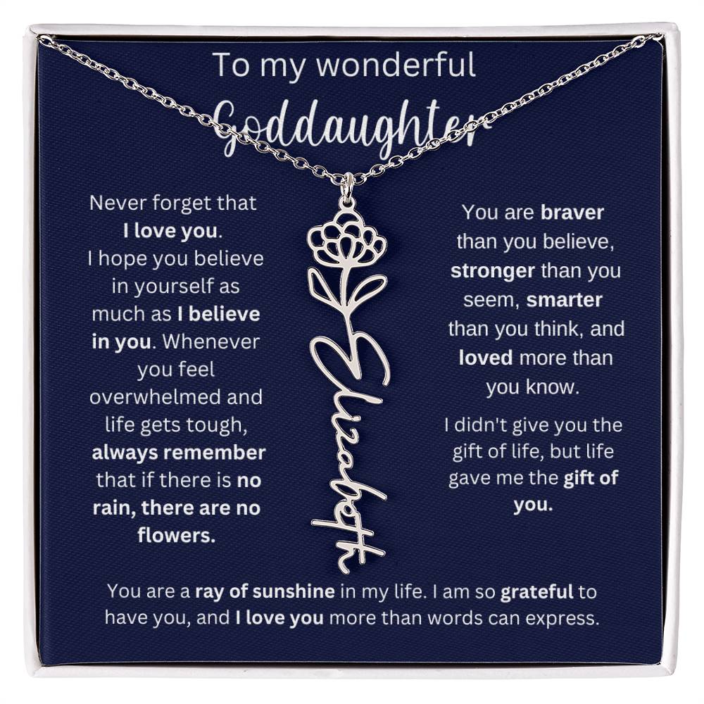 To My Wonderful Goddaughter | You Are Ray Of Sunshine | Flower Name Necklace