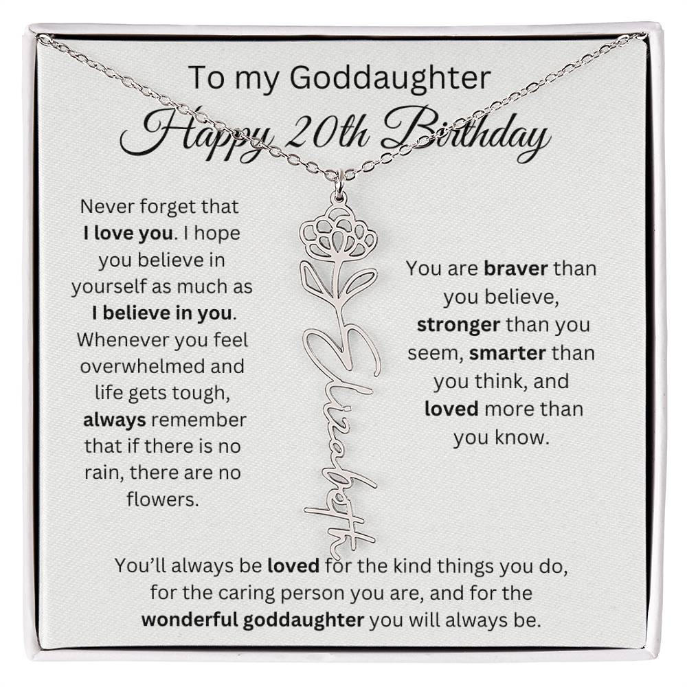 To My Goddaughter Happy 20th Birthday - Flower Name Necklace