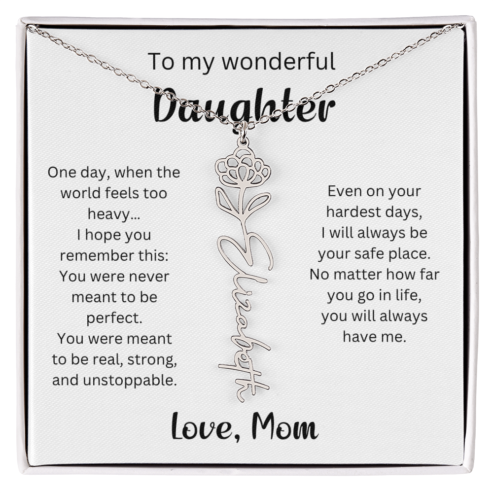 Emotional Gift for Daughter - Birth Flower Name Necklace