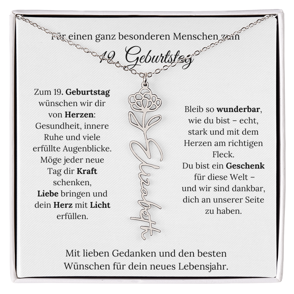 Personalisiertes 19. Geburtstagsgeschenk mit Geburtsblume