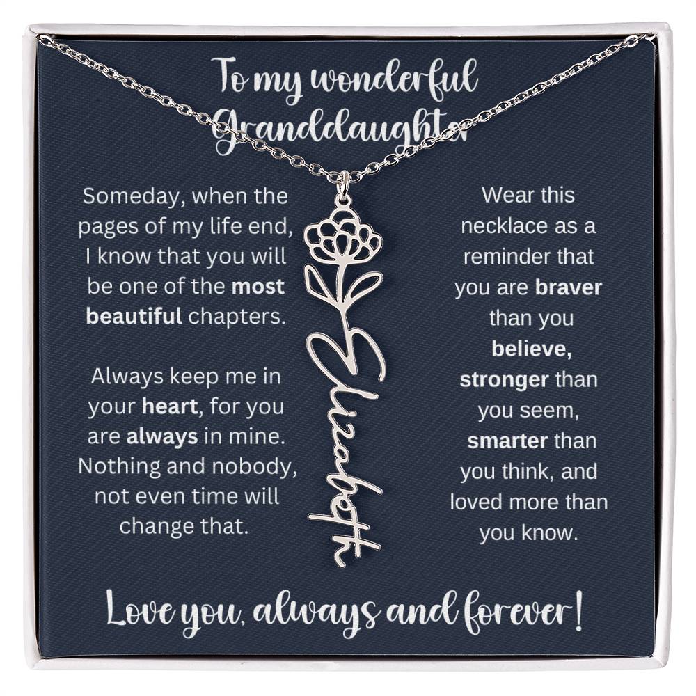 Granddaughter Birth Month Flower Necklace