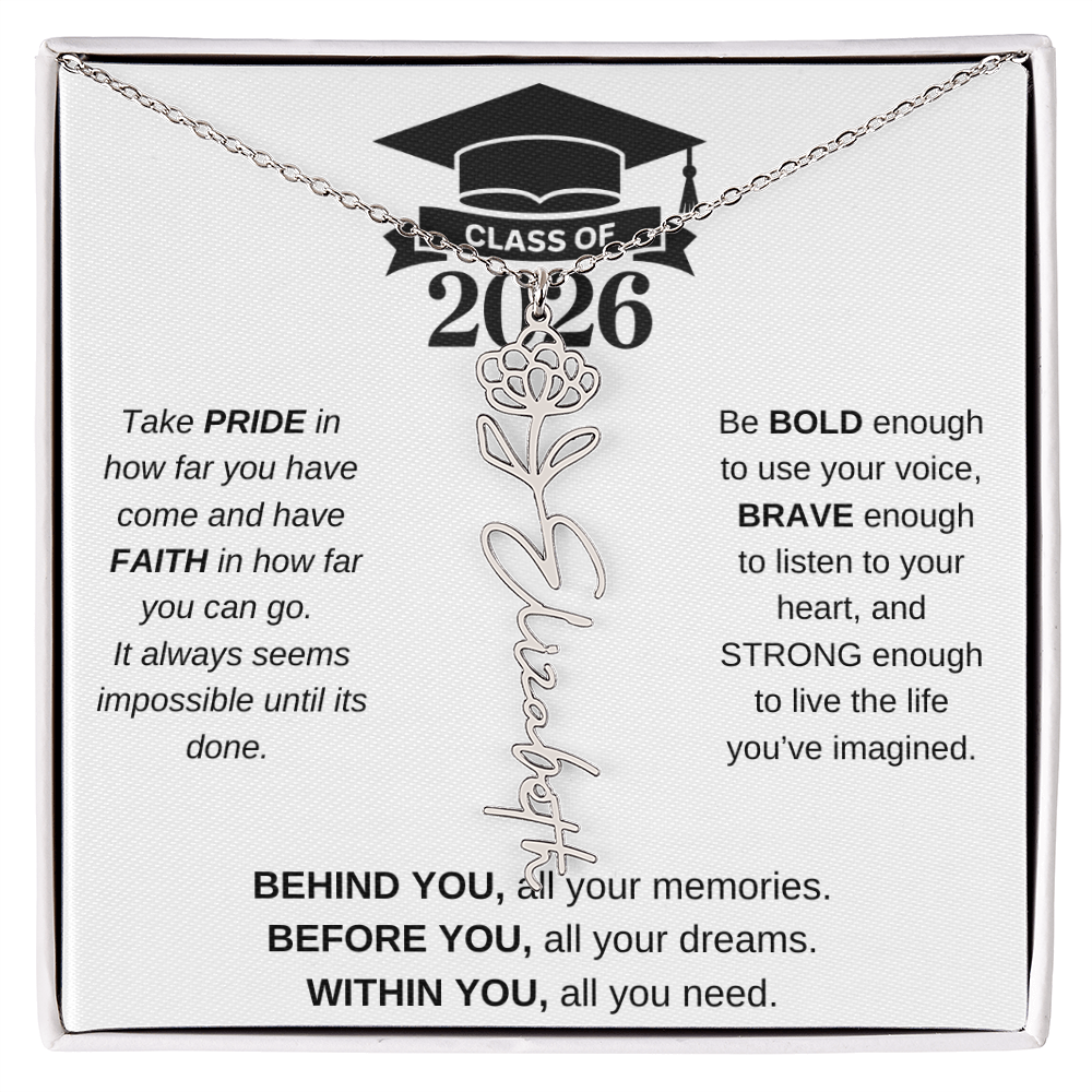 2026 Graduation Jewelry Birthmonth Flower Name Necklace