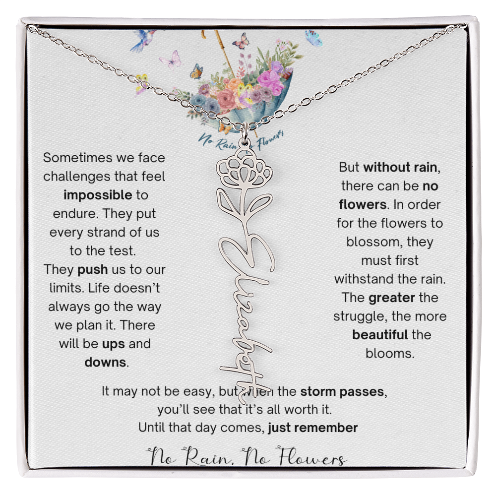 No Rain No Flowers 3 - Flower Name Necklace