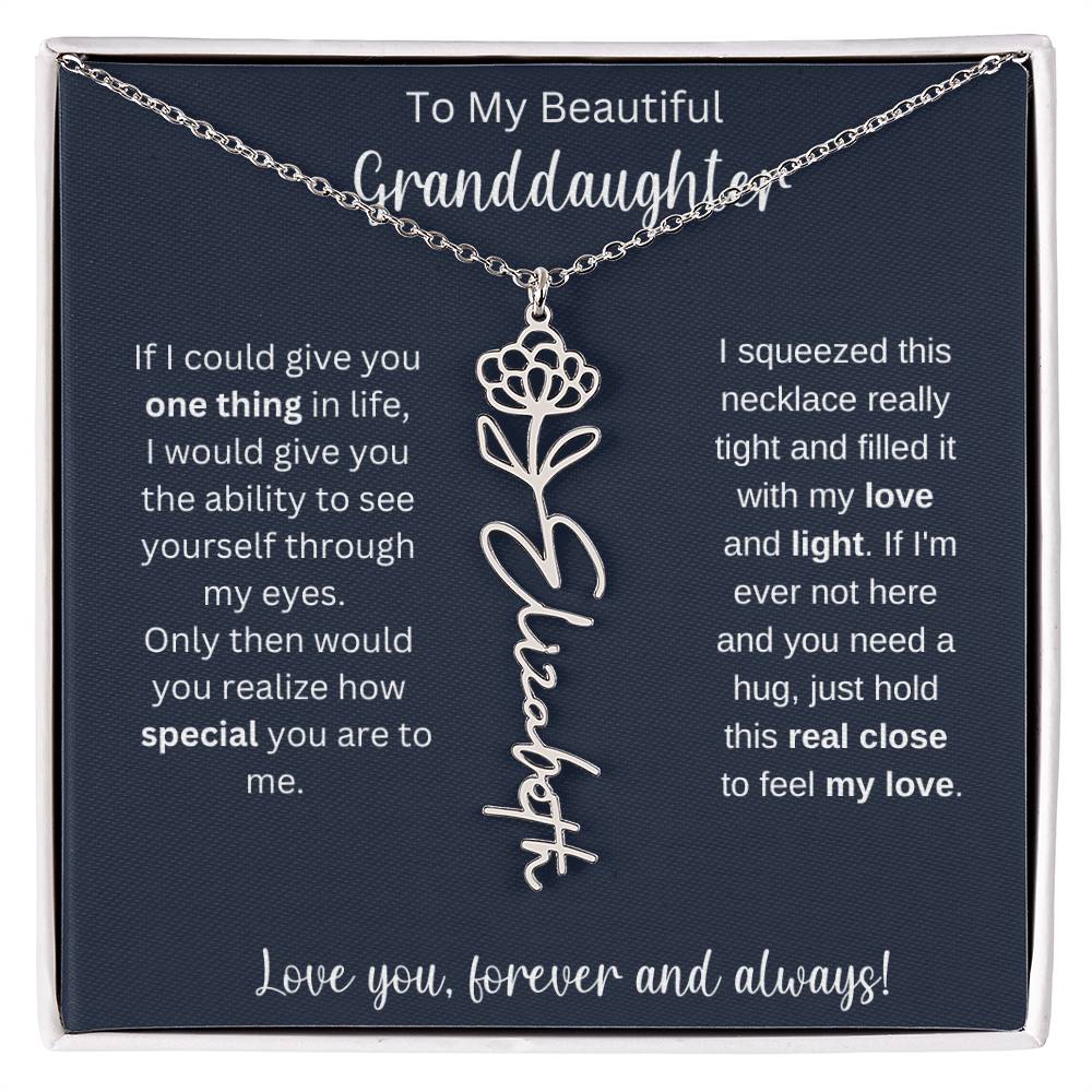 Granddaughter Birthday Present | Flower Name Necklace