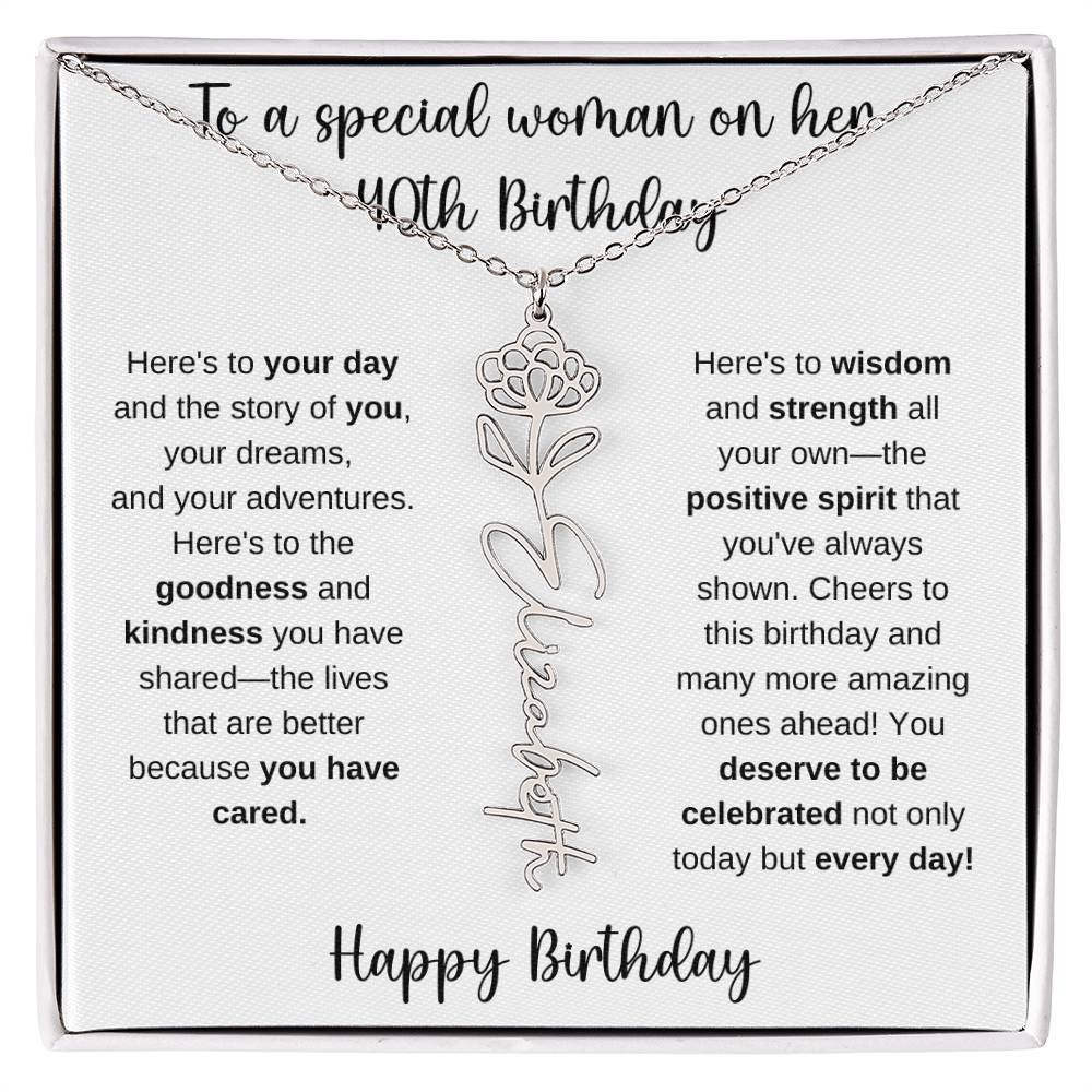 40th Birthday - Flower Name Necklace