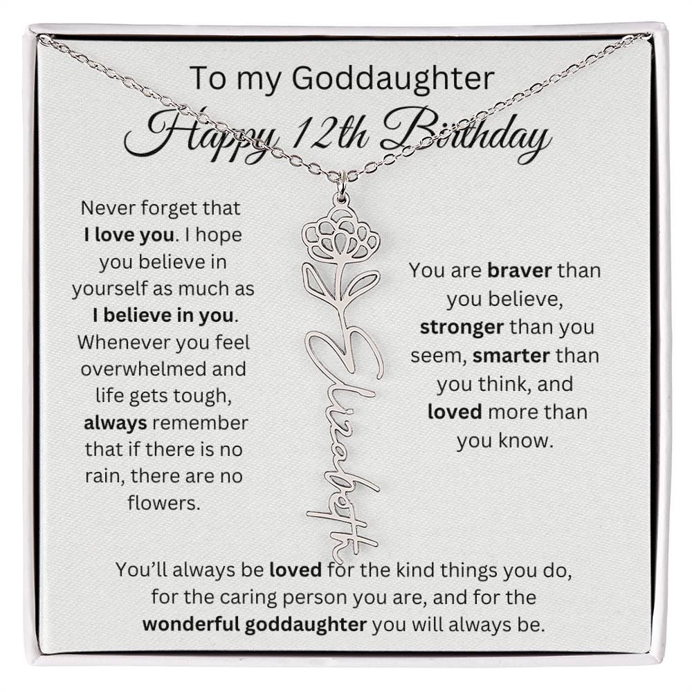 To My Goddaughter Happy 12th Birthday - Flower Name Necklace