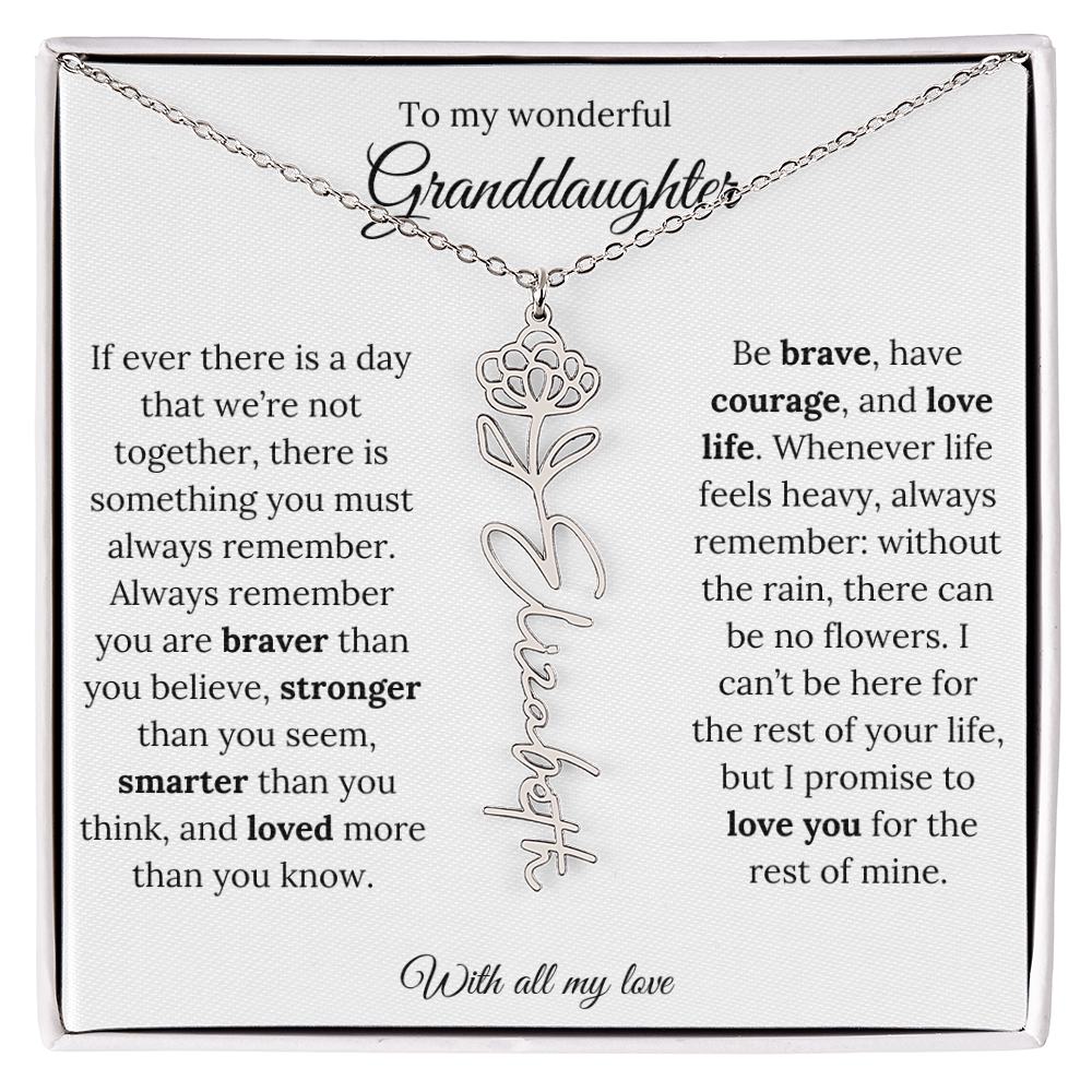 Personalized Birth Flower Name Necklace for Granddaughter