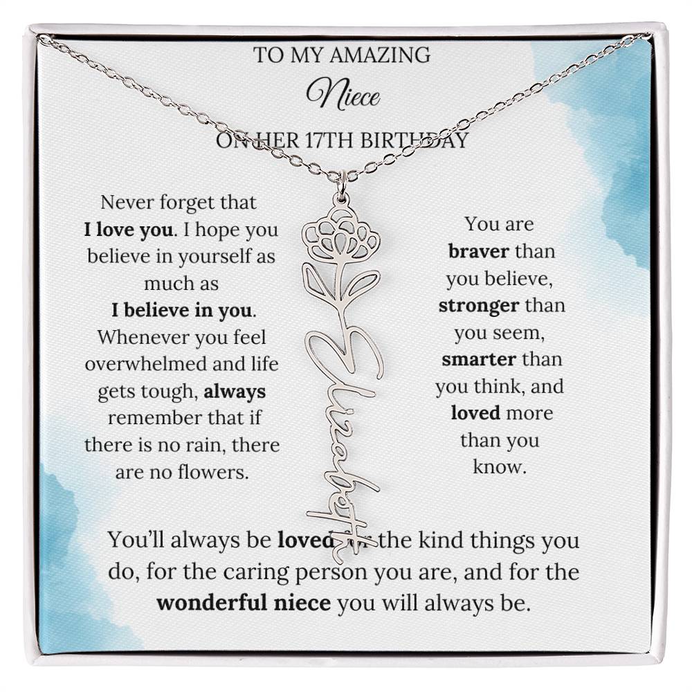 Birth Month Flower Name Necklace for My Niece's 17th Birthday