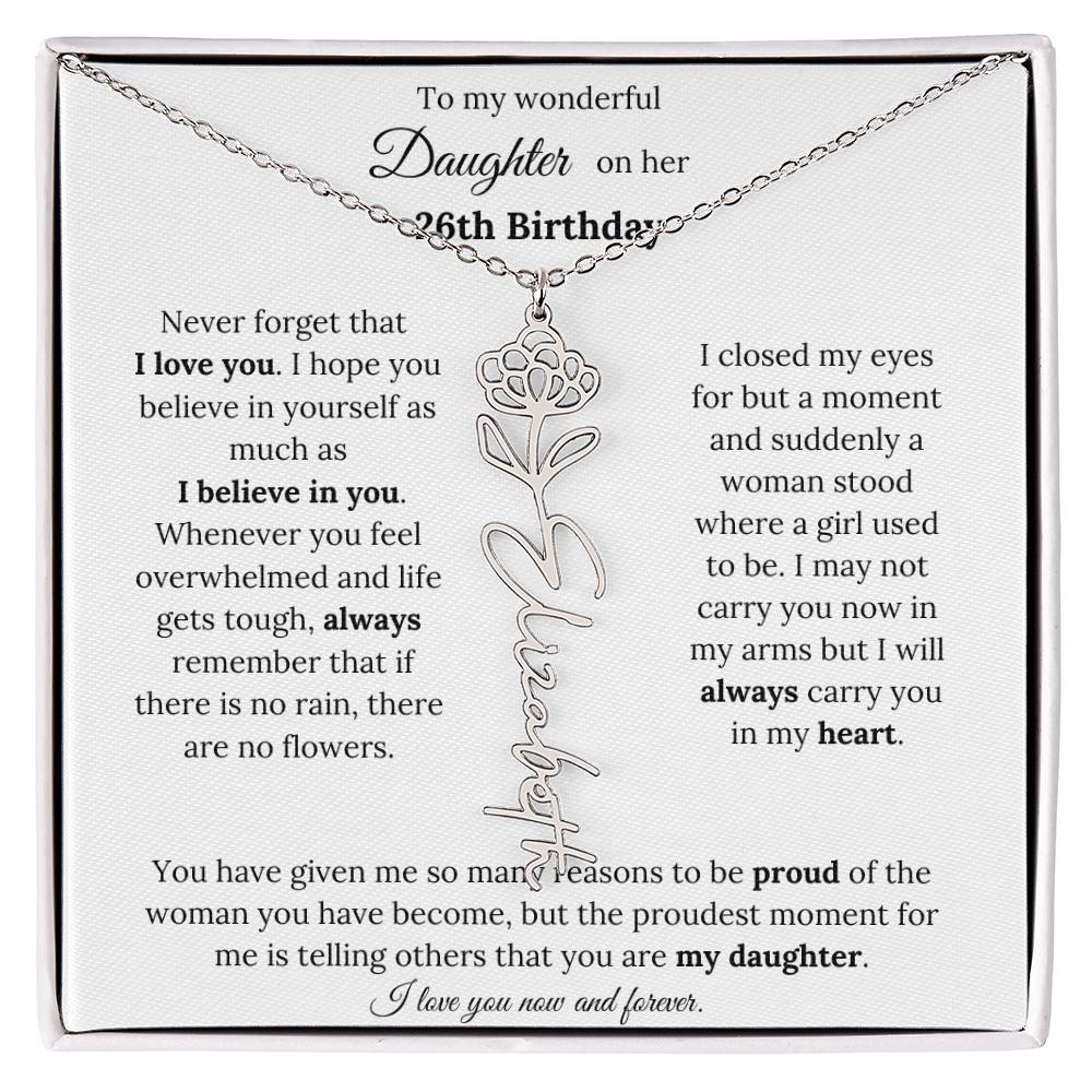Custom Birth Flower Name Necklace To My Daughter On Her 26th Birthday