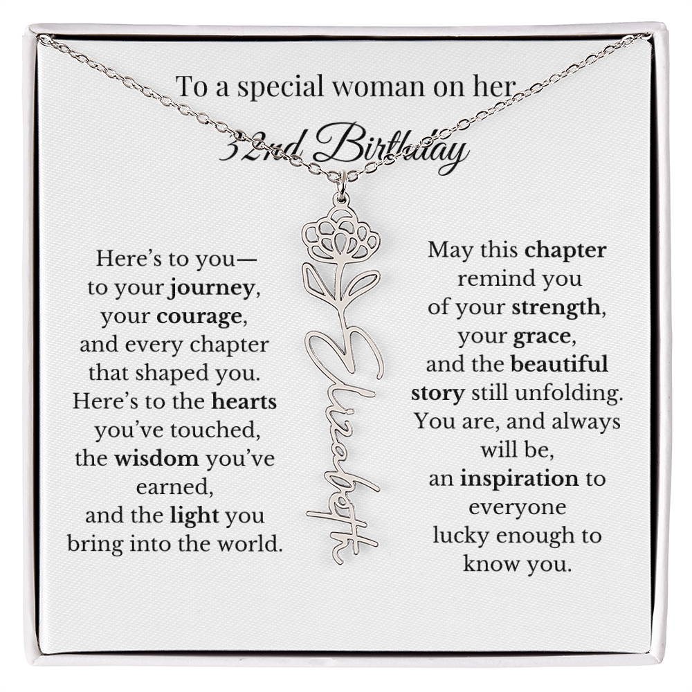 32nd Birthday Gift for Her Birth Flower Name Necklace