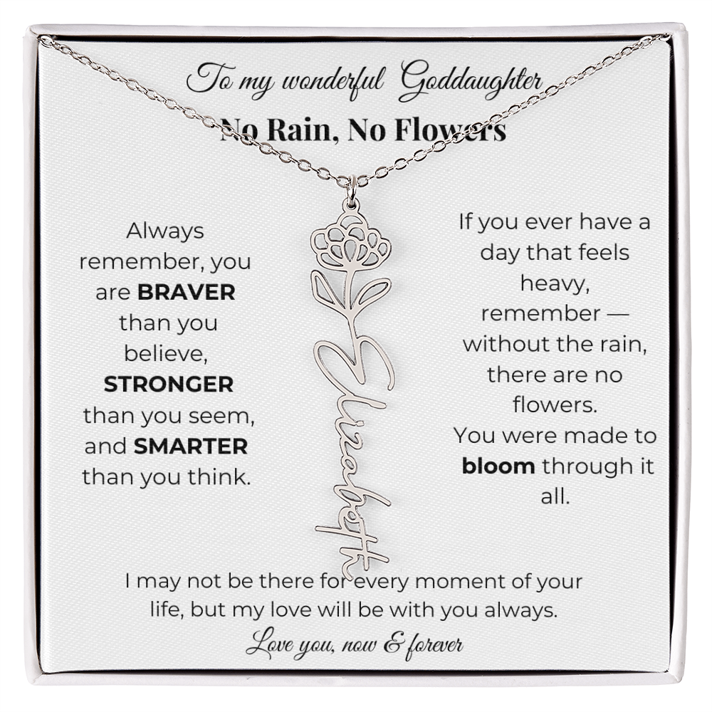 Birth Flower Necklace for Goddaughter with Message Card