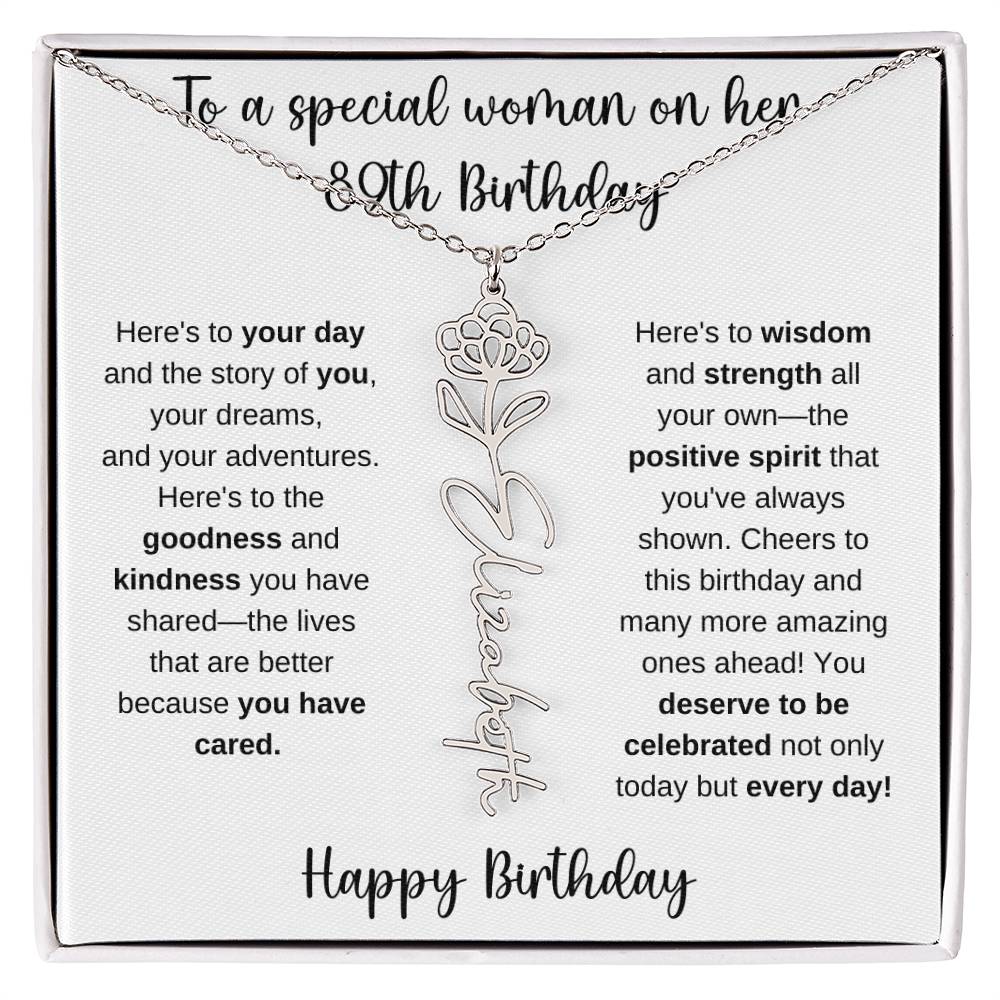 89th Birthday - Flower Name Necklace