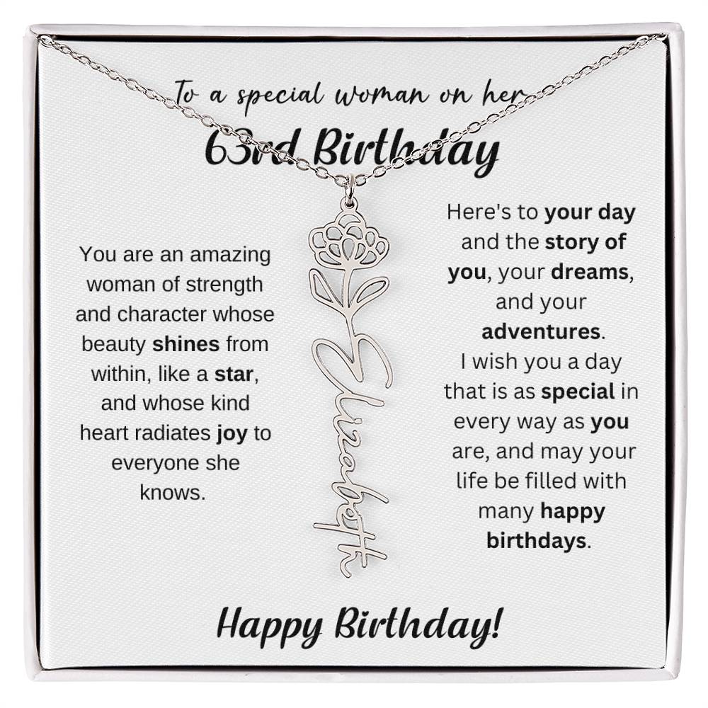 63rd Birthday Gift Birthflower Necklace
