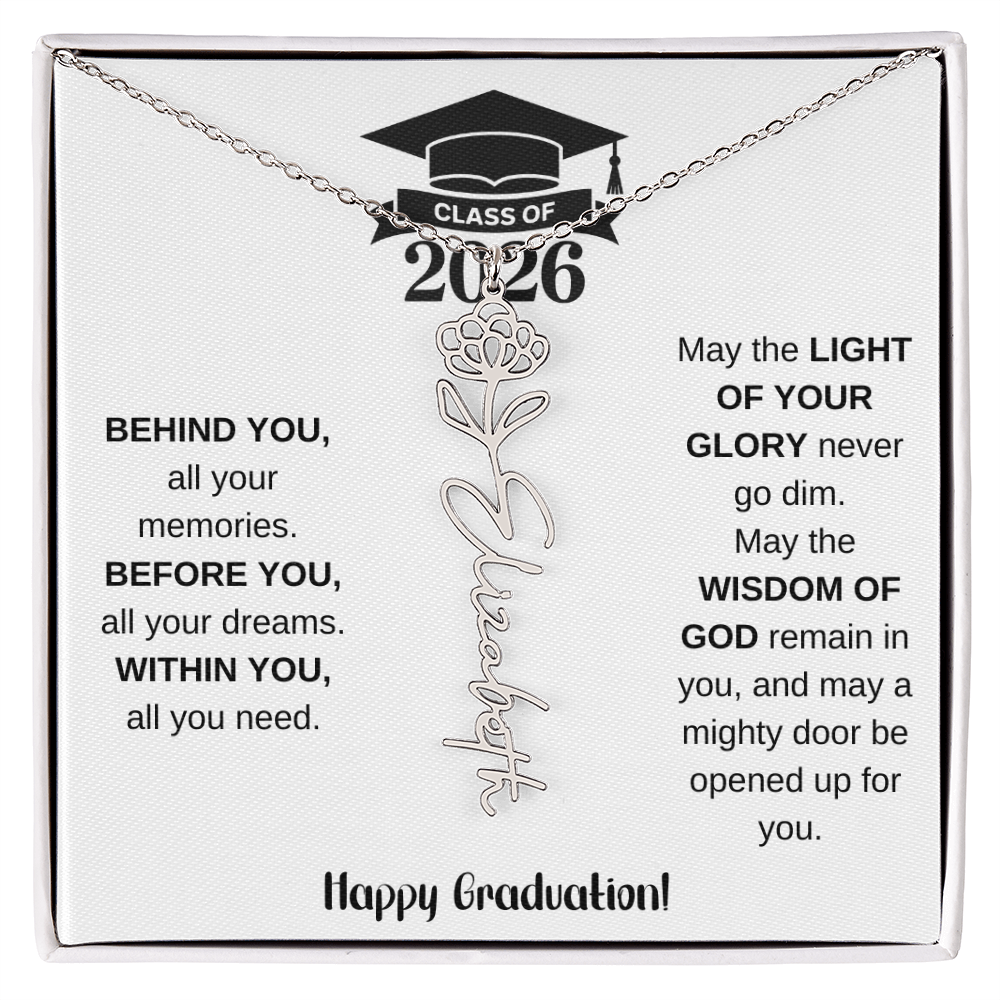 Class Of 2026 Personalized Graduation Gift Birth Month Flower Necklace