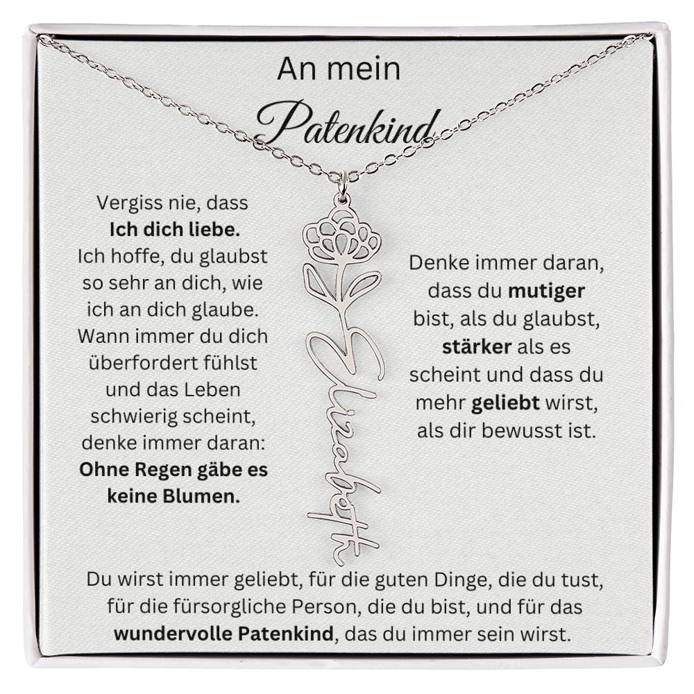 An Mein Patenkind Geburtsblumen Kette