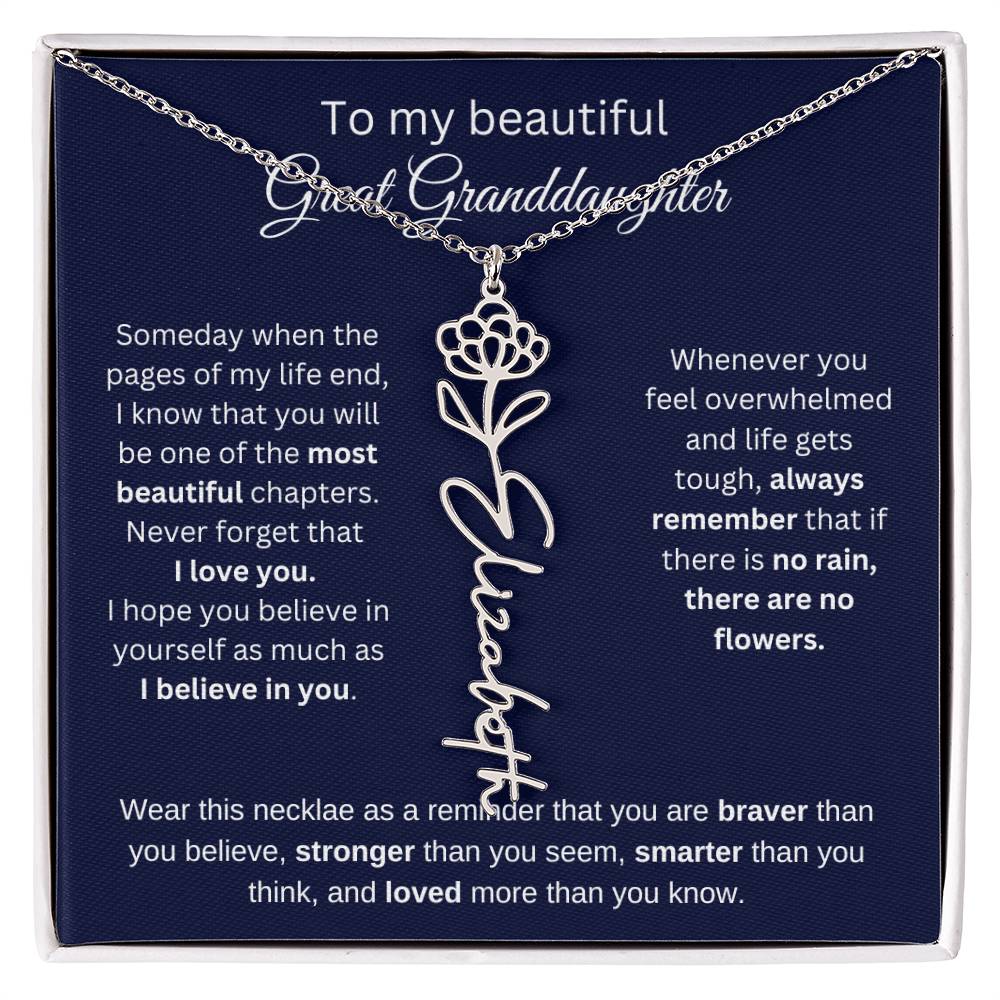 To My Beautiful Great Goddaughter Flower Necklace 2