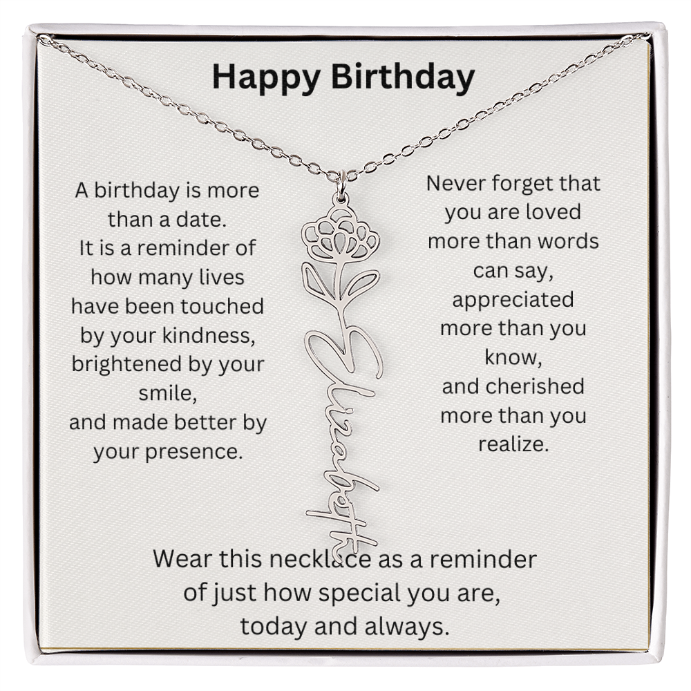 Meaningful Birthday Gift Birth Flower Name Necklace